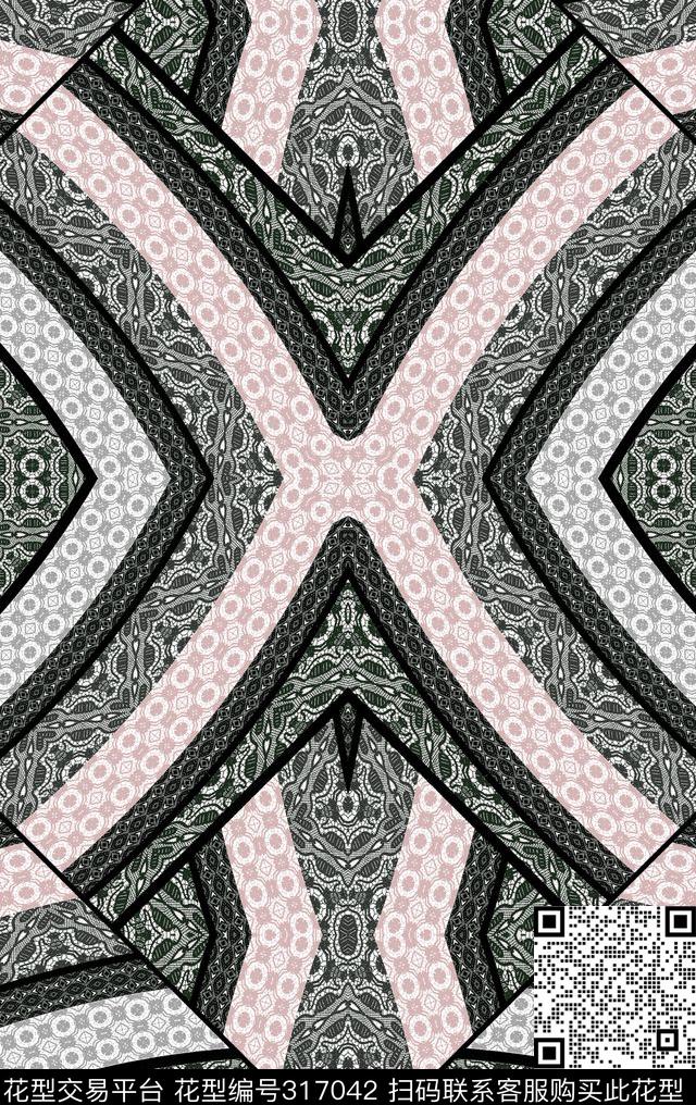 几何花卉叠层数码印花华亿平台下载（图片编号: 317042） - 瓦栏（Walan）