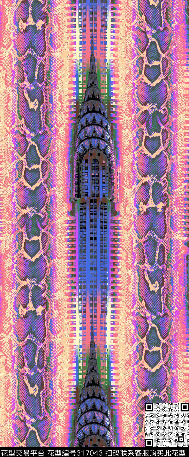 几何花卉抽象数码印花华亿平台下载（图片编号: 317043） - 瓦栏（Walan）