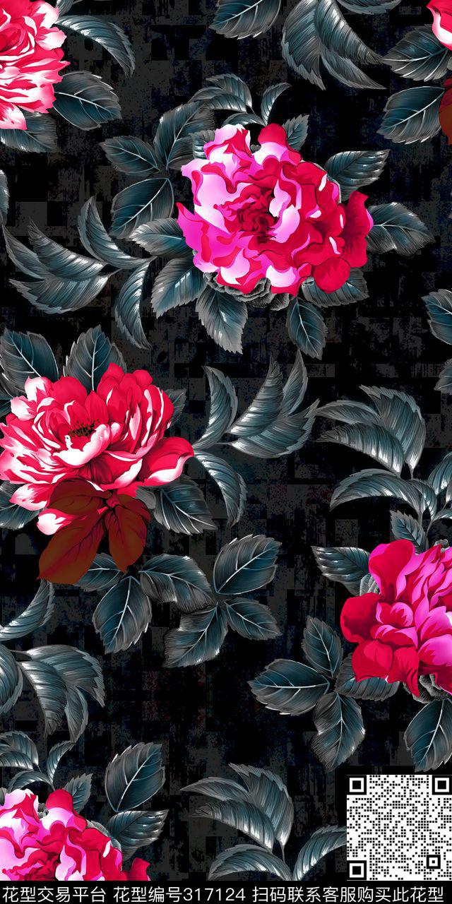 花卉大牌风格男装数码印花华亿平台下载（图片编号: 317124） - 瓦栏（Walan）