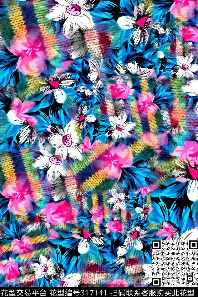 花卉花卉组合数码印花华亿平台下载（图片编号: 317141） - 瓦栏（Walan）