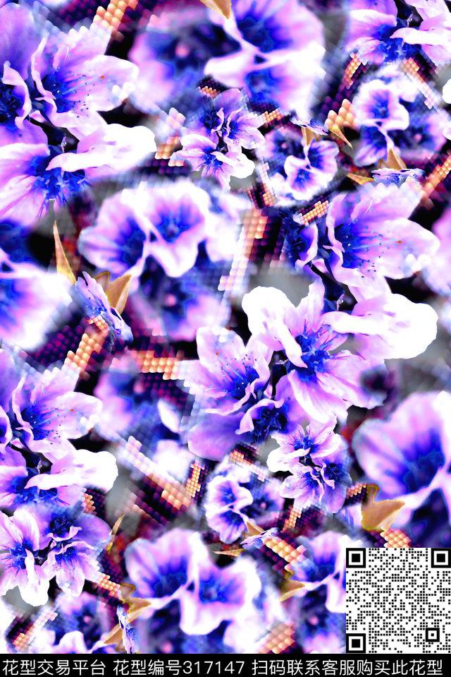 数码★花卉图案数码印花华亿平台下载（图片编号: 317147） - 瓦栏（Walan）