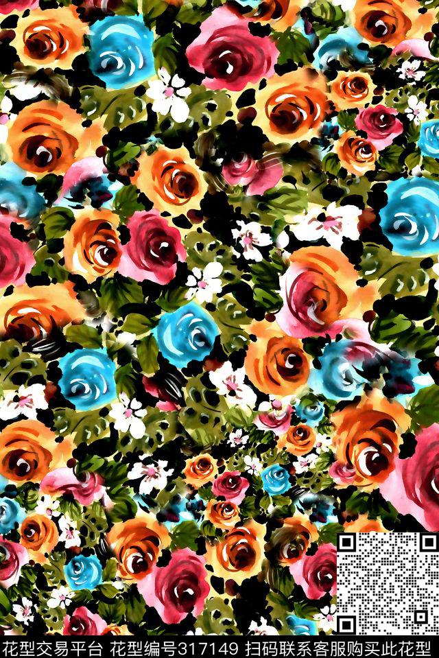 数码★花卉图案传统印花华亿平台下载（图片编号: 317149） - 瓦栏（Walan）