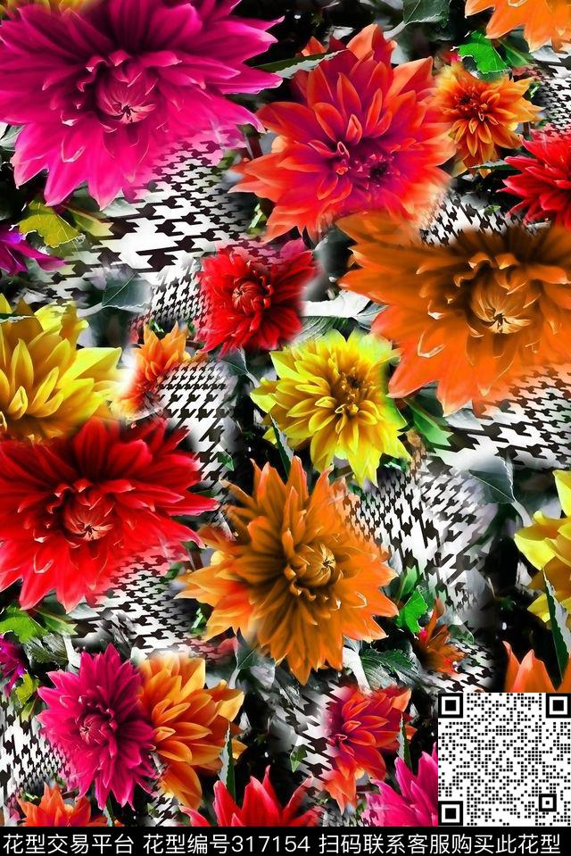 数码★花卉图案数码印花华亿平台下载（图片编号: 317154） - 瓦栏（Walan）