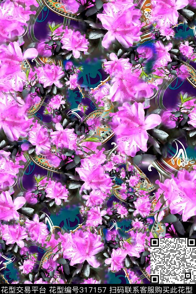 数码★花卉图案数码印花华亿平台下载（图片编号: 317157） - 瓦栏（Walan）