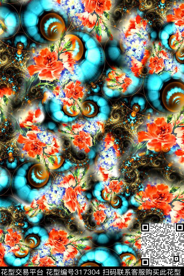 数码★花卉图案数码印花华亿平台下载（图片编号: 317304） - 瓦栏（Walan）