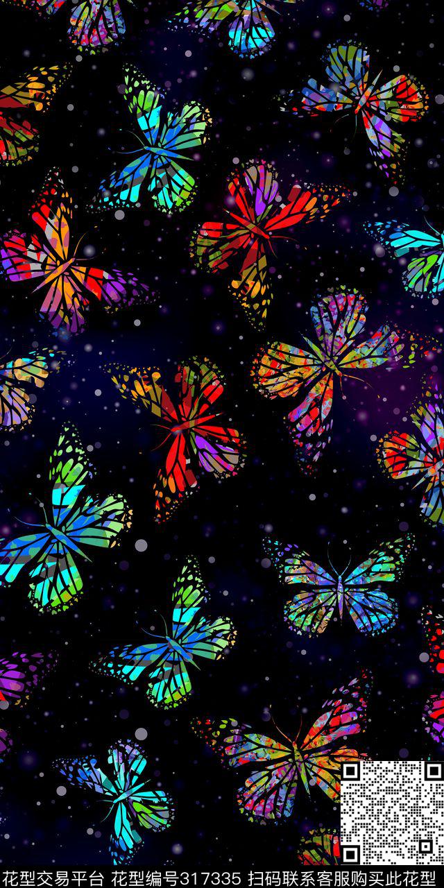 动物纹蝴蝶星空纹数码印花华亿平台下载（图片编号: 317335） - 瓦栏（Walan）