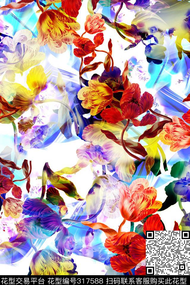 花卉数码印花华亿平台下载（图片编号: 317588） - 瓦栏（Walan）
