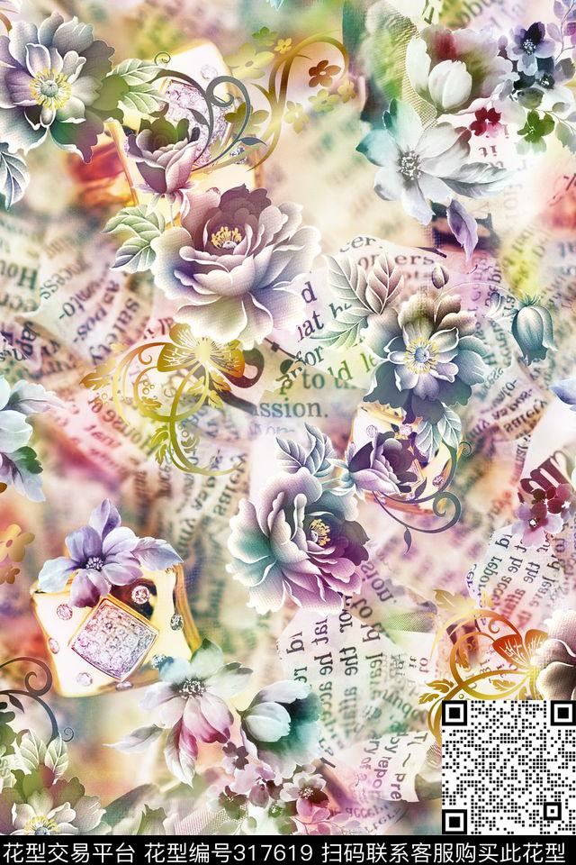 花卉数码印花华亿平台下载（图片编号: 317619） - 瓦栏（Walan）