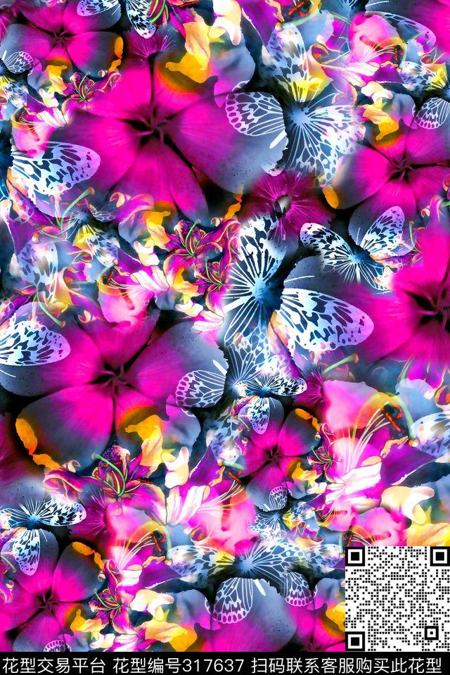 数码★花卉图案数码印花华亿平台下载（图片编号: 317637） - 瓦栏（Walan）