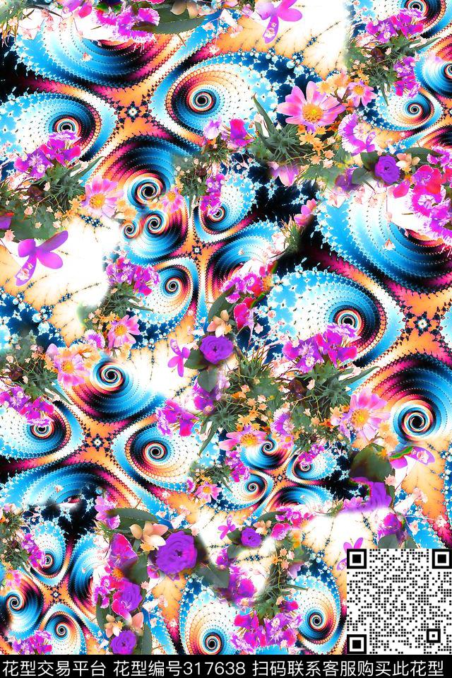 数码★花卉图案数码印花华亿平台下载（图片编号: 317638） - 瓦栏（Walan）