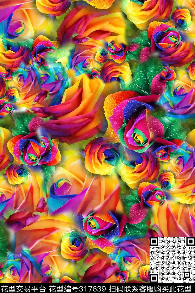 数码★花卉图案数码印花华亿平台下载（图片编号: 317639） - 瓦栏（Walan）