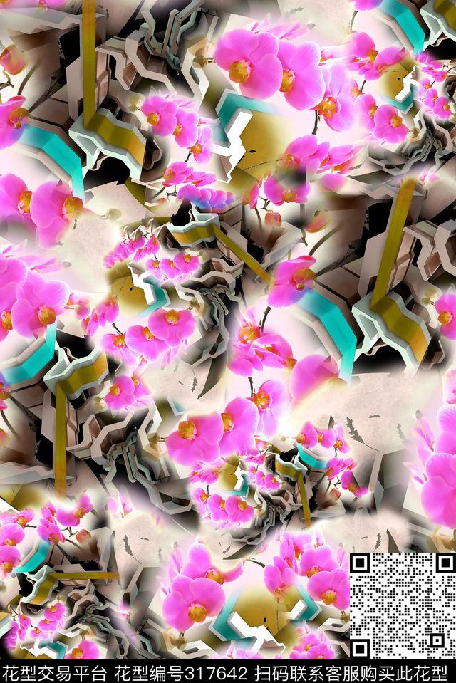 数码★花卉图案数码印花华亿平台下载（图片编号: 317642） - 瓦栏（Walan）