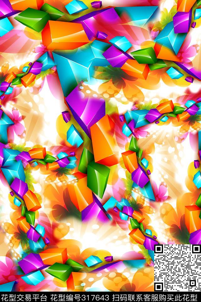 数码★抽象图案数码印花华亿平台下载（图片编号: 317643） - 瓦栏（Walan）