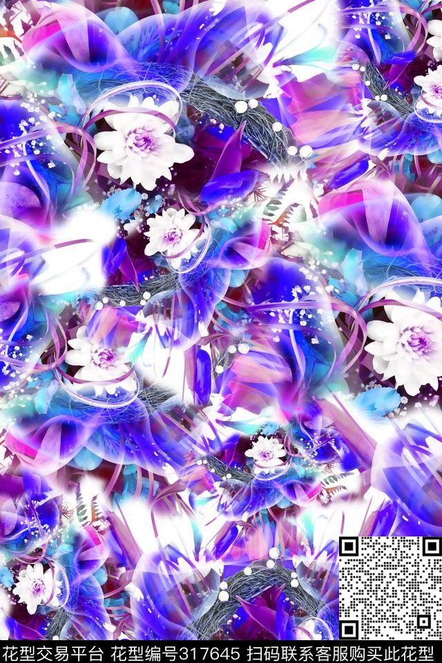 数码★花卉图案数码印花华亿平台下载（图片编号: 317645） - 瓦栏（Walan）