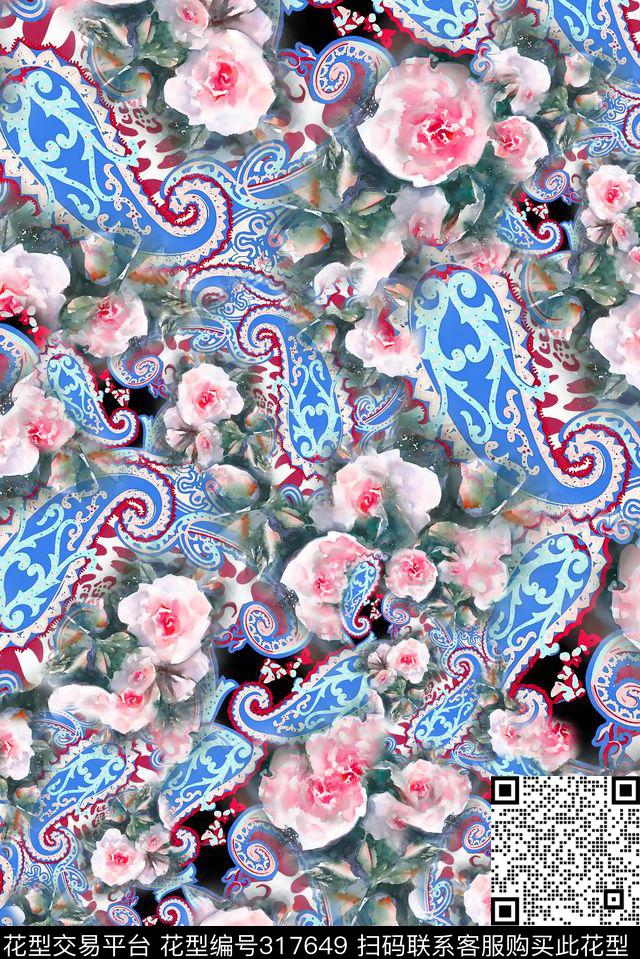 数码★花卉图案数码印花华亿平台下载（图片编号: 317649） - 瓦栏（Walan）