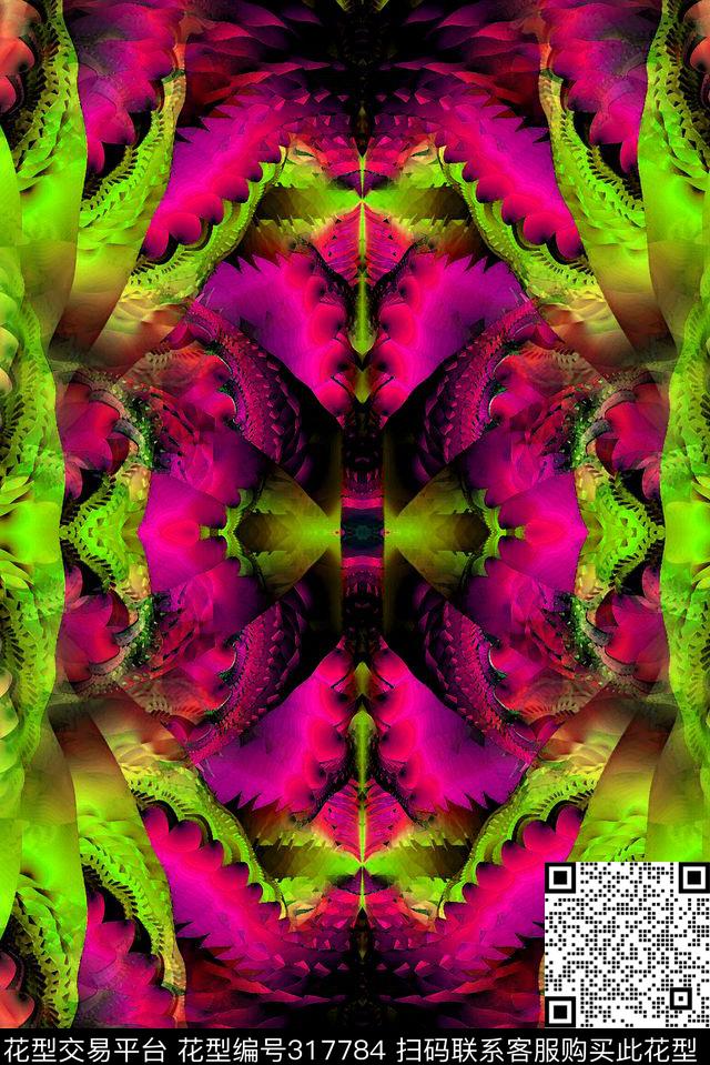 抽象分形艺术数码印花华亿平台下载（图片编号: 317784） - 瓦栏（Walan）
