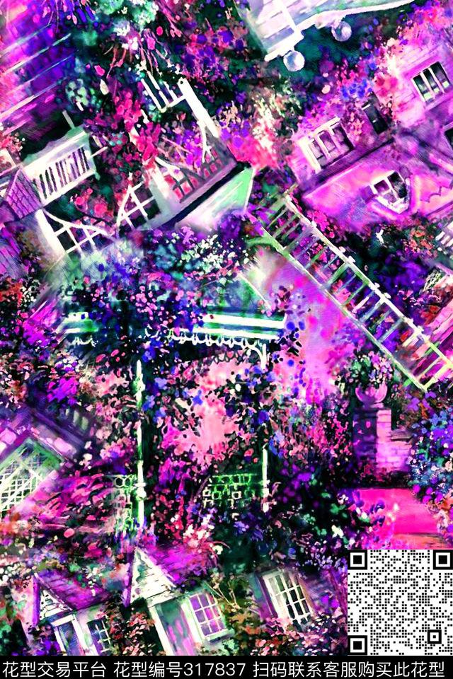 花卉油画数码印花华亿平台下载（图片编号: 317837） - 瓦栏（Walan）