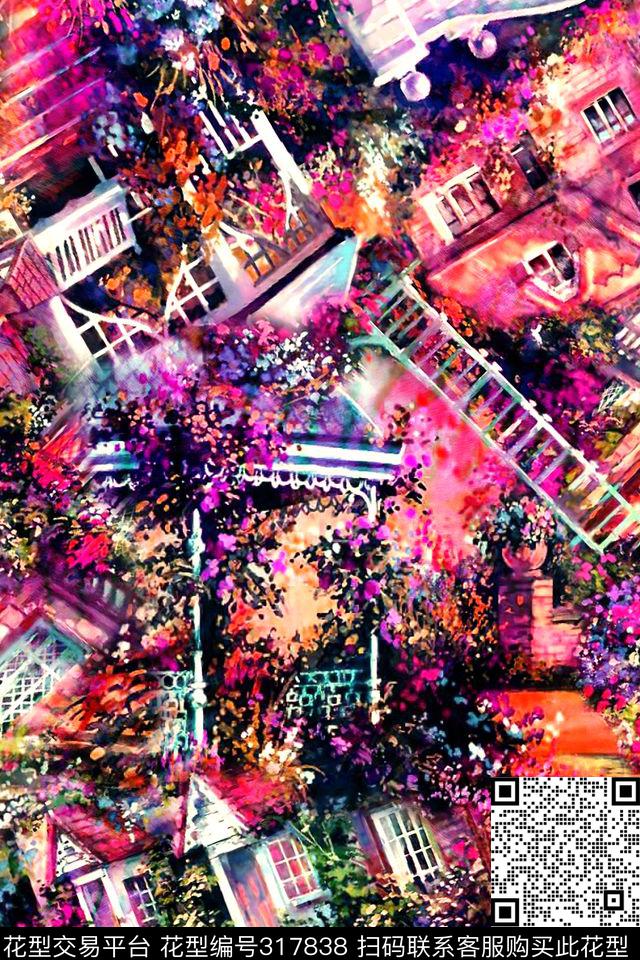 花卉油画数码印花华亿平台下载（图片编号: 317838） - 瓦栏（Walan）