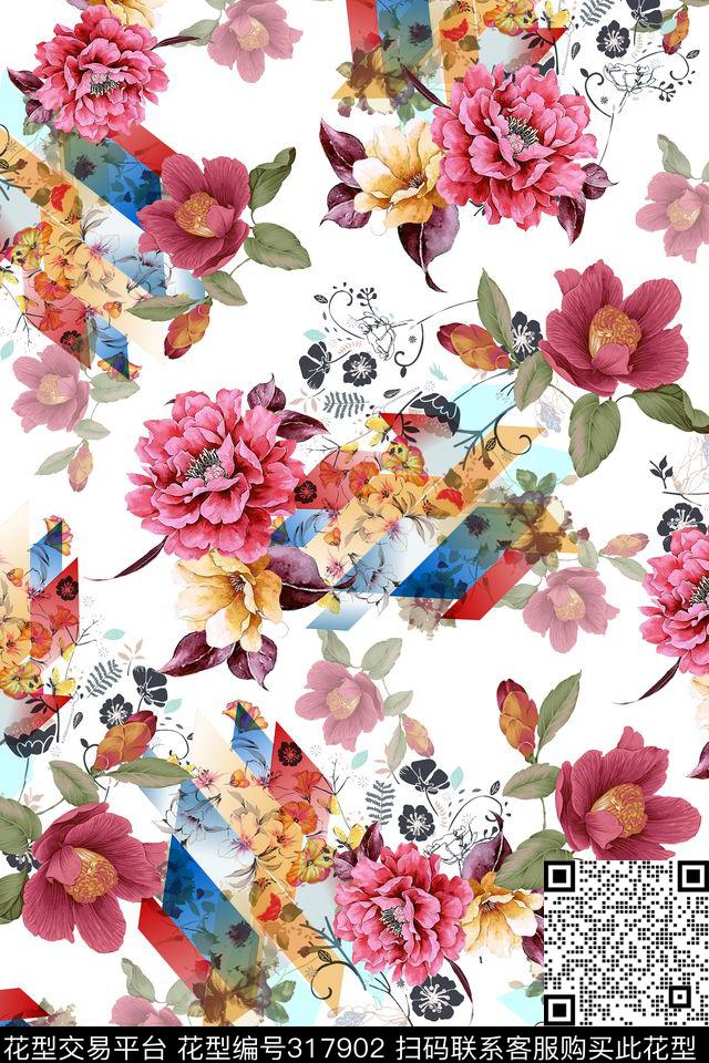 花卉数码印花华亿平台下载（图片编号: 317902） - 瓦栏（Walan）