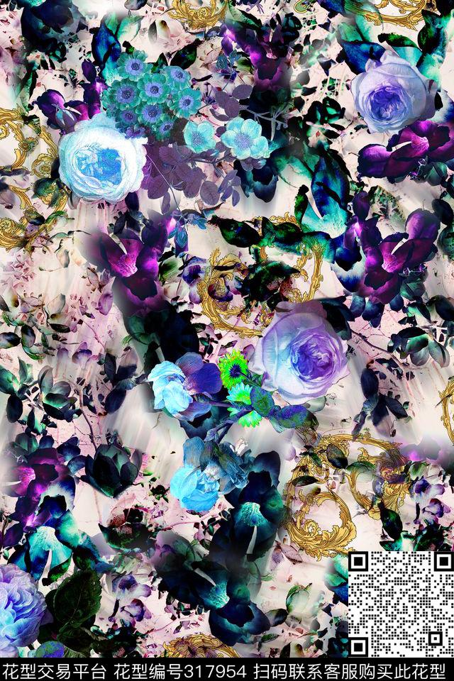 花卉数码印花华亿平台下载（图片编号: 317954） - 瓦栏（Walan）