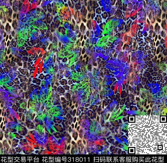 抽象动物花数码印花华亿平台下载（图片编号: 318011） - 瓦栏（Walan）