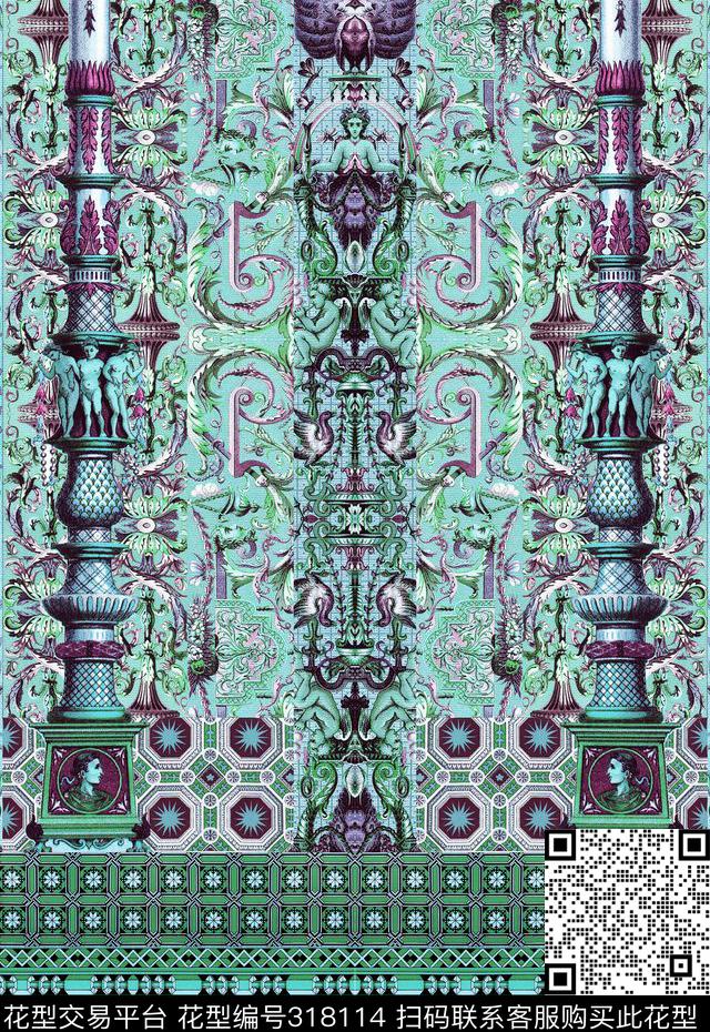 休闲怀旧写实数码印花华亿平台下载（图片编号: 318114） - 瓦栏（Walan）