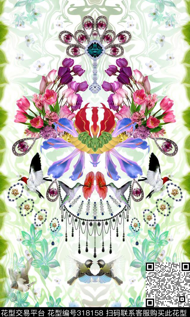 清新花卉动物数码印花华亿平台下载（图片编号: 318158） - 瓦栏（Walan）