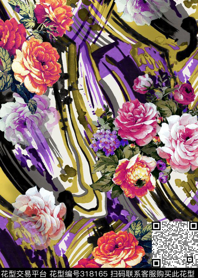 花卉数码印花华亿平台下载（图片编号: 318165） - 瓦栏（Walan）