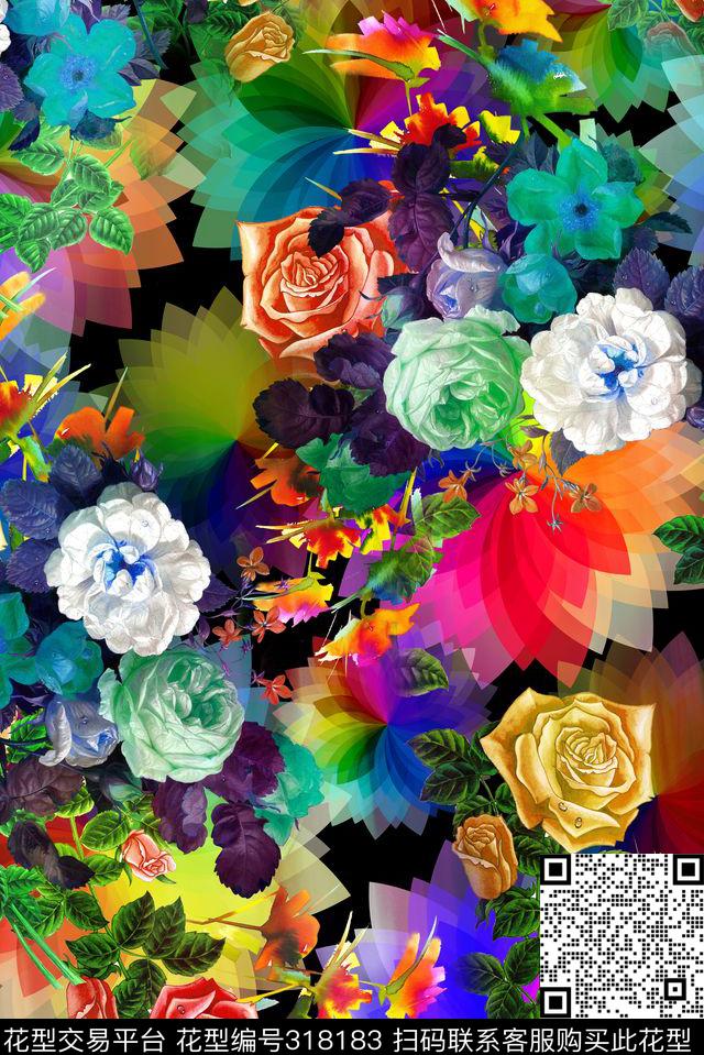 花卉数码印花华亿平台下载（图片编号: 318183） - 瓦栏（Walan）