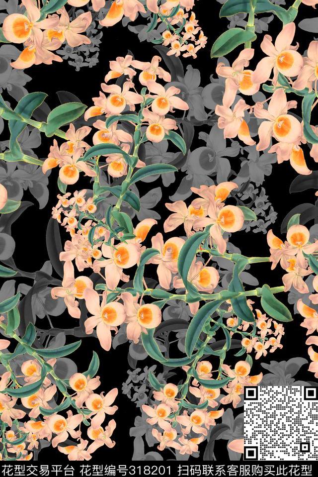 花卉数码印花华亿平台下载（图片编号: 318201） - 瓦栏（Walan）