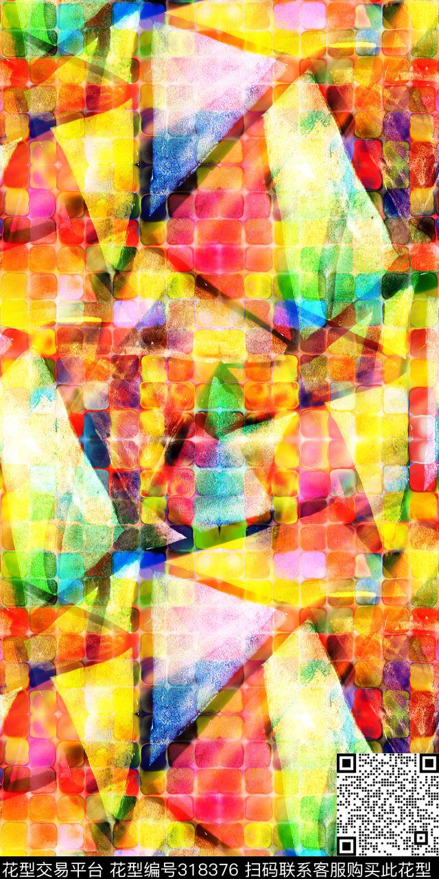 2几何抽象类数码印花华亿平台下载（图片编号: 318376） - 瓦栏（Walan）