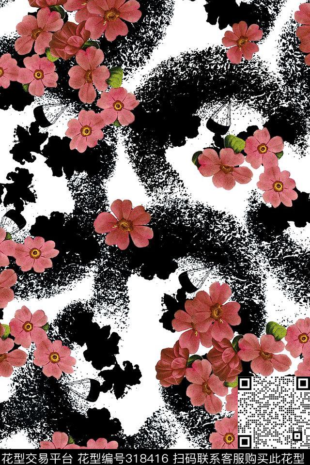 花卉数码印花华亿平台下载（图片编号: 318416） - 瓦栏（Walan）