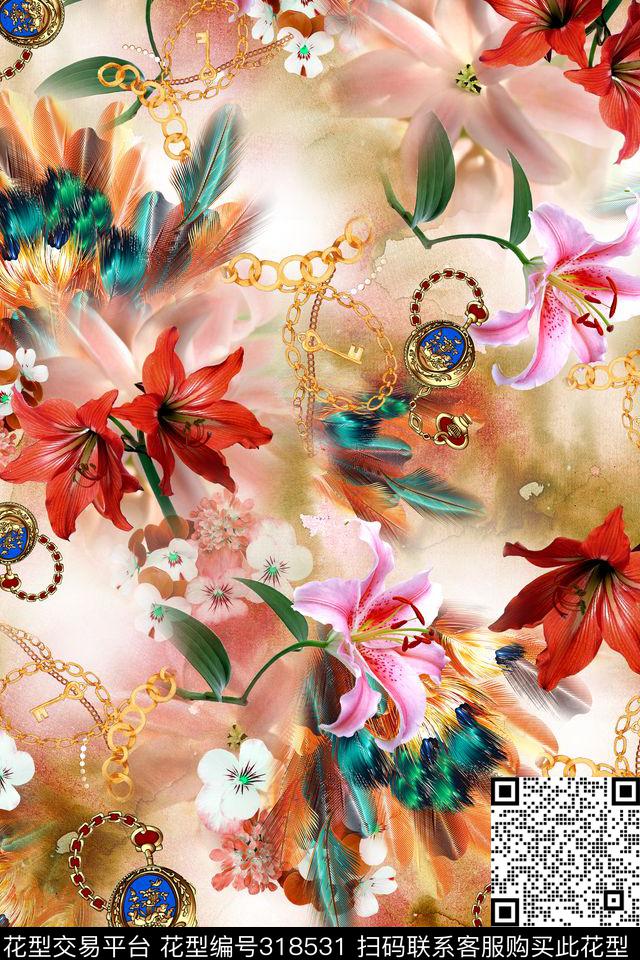花卉数码印花华亿平台下载（图片编号: 318531） - 瓦栏（Walan）