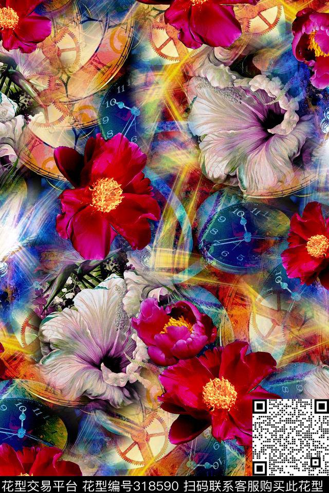 花卉数码印花华亿平台下载（图片编号: 318590） - 瓦栏（Walan）