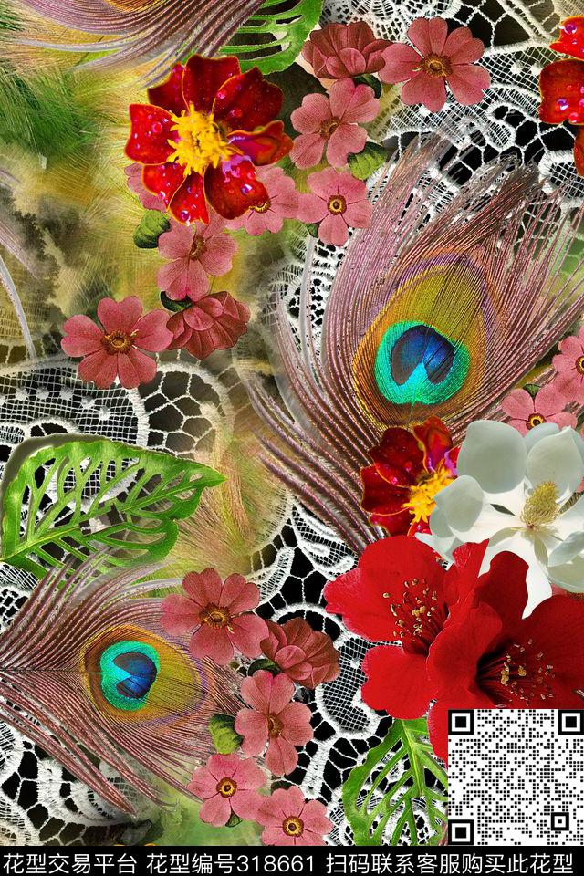 花卉数码印花华亿平台下载（图片编号: 318661） - 瓦栏（Walan）