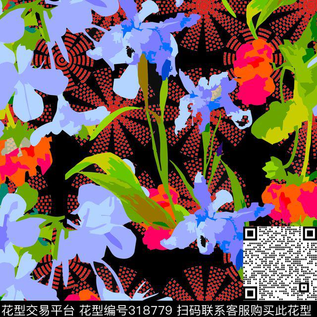 自然写意花卉叶子传统印花华亿平台下载（图片编号: 318779） - 瓦栏（Walan）