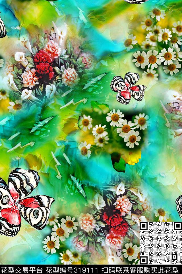 花卉数码印花华亿平台下载（图片编号: 319111） - 瓦栏（Walan）