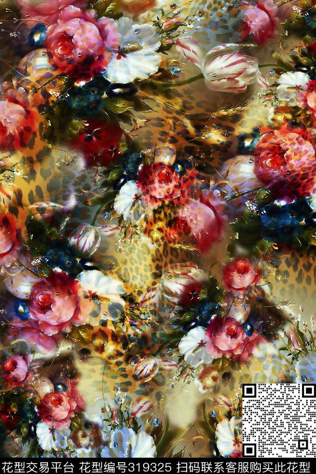 数码★花卉图案数码印花华亿平台下载（图片编号: 319325） - 瓦栏（Walan）