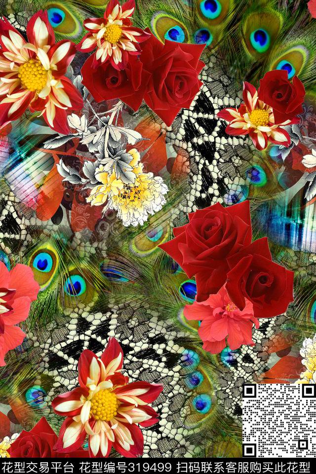 花卉数码印花华亿平台下载（图片编号: 319499） - 瓦栏（Walan）