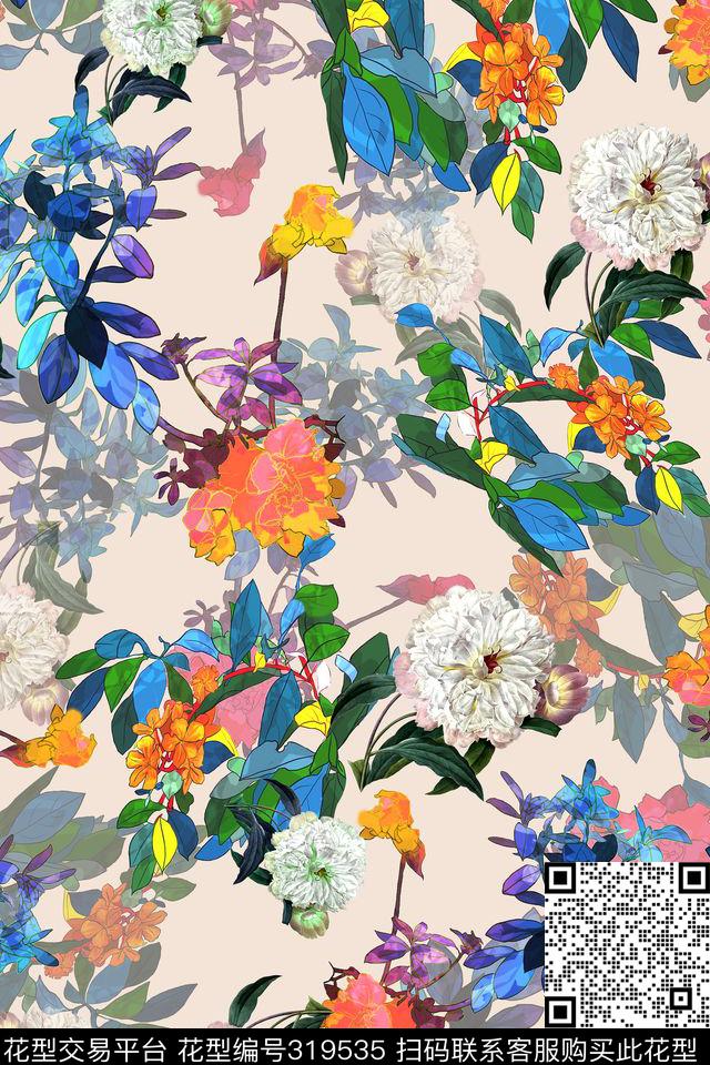 花卉数码印花华亿平台下载（图片编号: 319535） - 瓦栏（Walan）