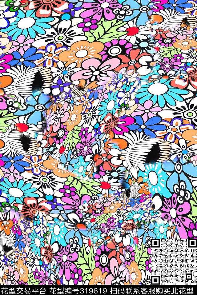 数码★花卉图案传统印花华亿平台下载（图片编号: 319619） - 瓦栏（Walan）