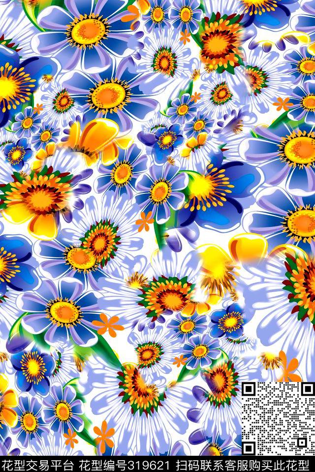 数码★花卉图案数码印花华亿平台下载（图片编号: 319621） - 瓦栏（Walan）