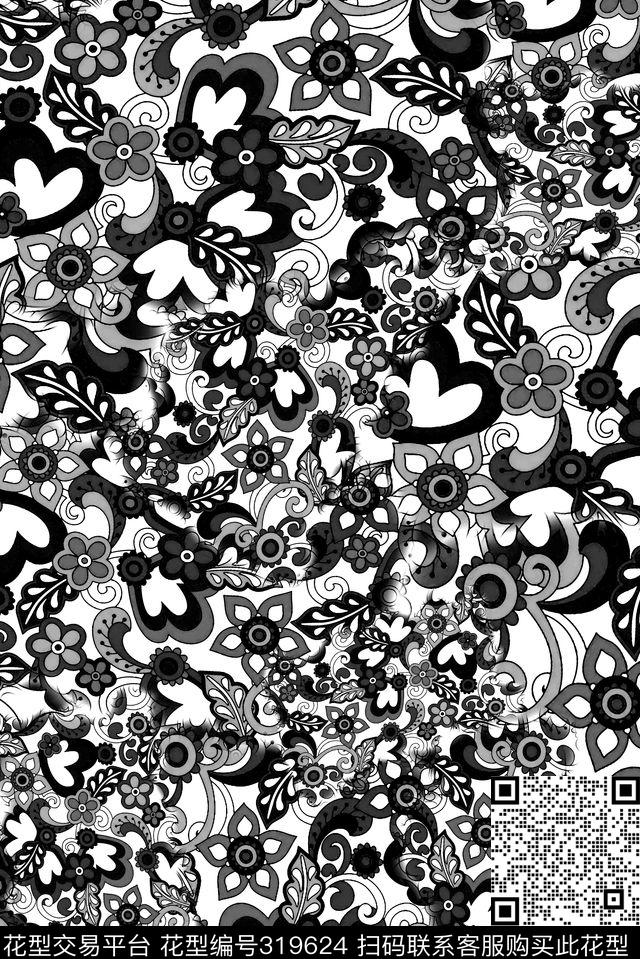 传统★花朵图案传统印花华亿平台下载（图片编号: 319624） - 瓦栏（Walan）