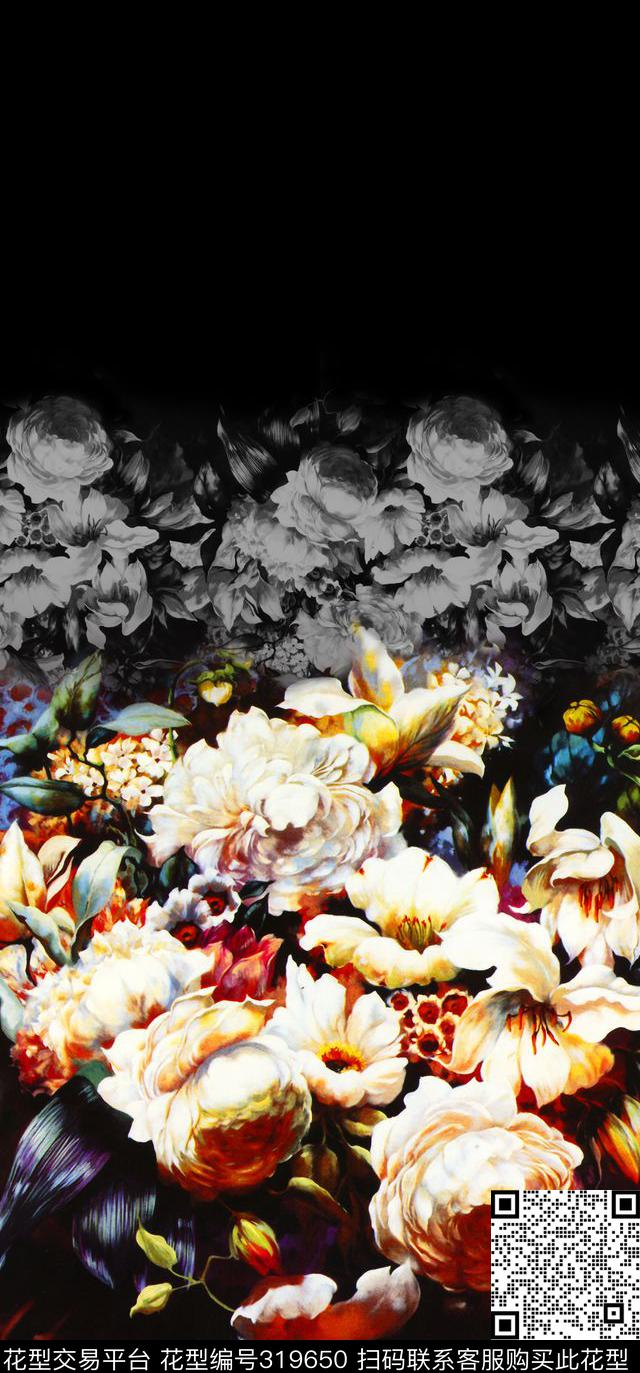 花卉花朵数码印花华亿平台下载（图片编号: 319650） - 瓦栏（Walan）