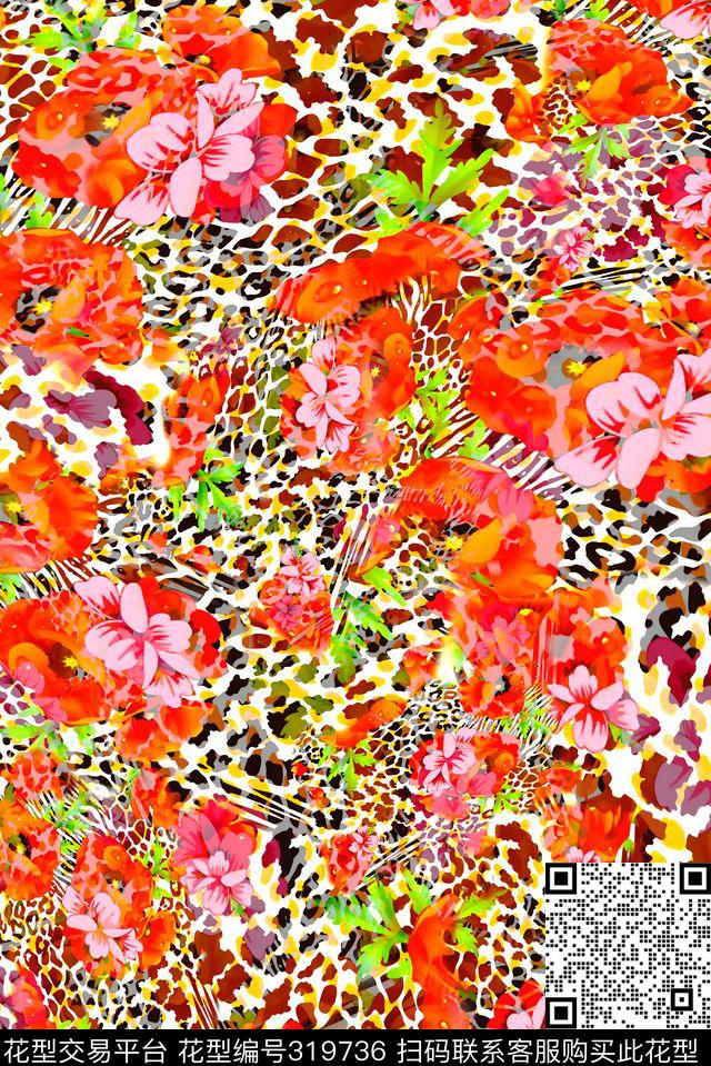 数码★花卉图案数码印花华亿平台下载（图片编号: 319736） - 瓦栏（Walan）