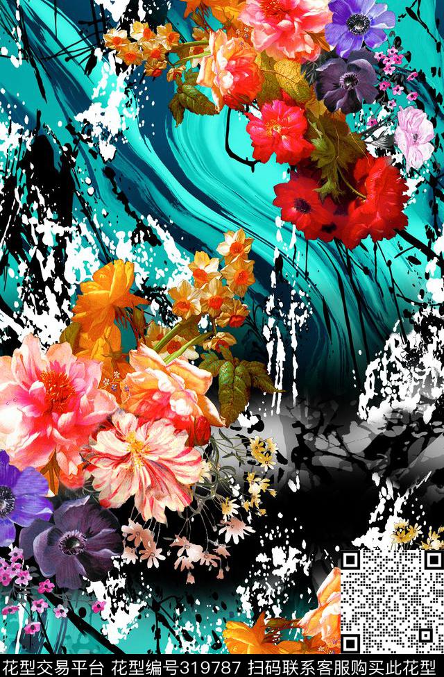 花卉数码印花华亿平台下载（图片编号: 319787） - 瓦栏（Walan）