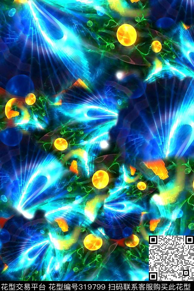 数码★抽象图案数码印花华亿平台下载（图片编号: 319799） - 瓦栏（Walan）