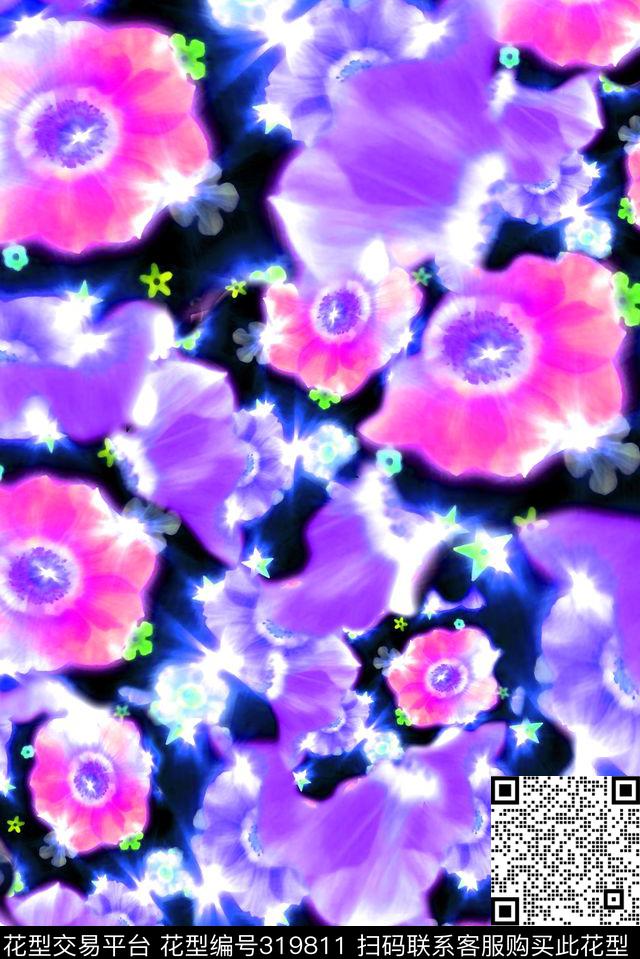 数码★花卉图案数码印花华亿平台下载（图片编号: 319811） - 瓦栏（Walan）