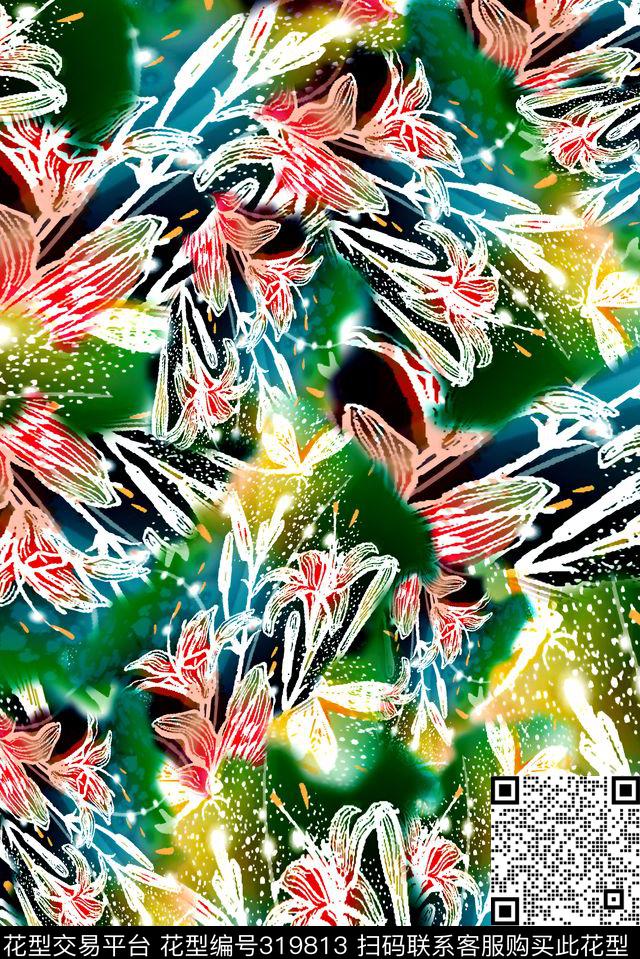 数码★抽象图案数码印花华亿平台下载（图片编号: 319813） - 瓦栏（Walan）