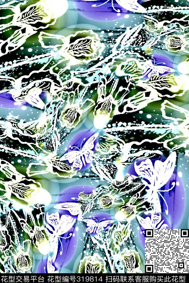 数码★抽象图案数码印花华亿平台下载（图片编号: 319814） - 瓦栏（Walan）